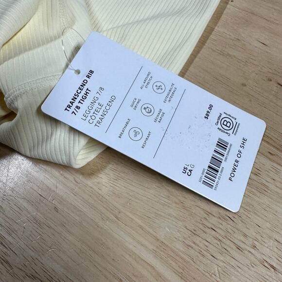 Athleta Transcend Rib 7/8 Tight Pale Yellow Women's Size Large New With Tags - Picture 8 of 11